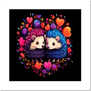 Hedgehog Couple Valentine Posters and Art